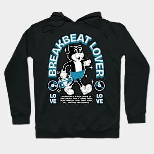 BREAKBEAT  - Lover Cat Retro Mascot (white/blue) Hoodie